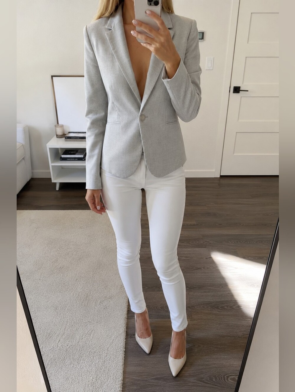 H&M Light Gray Textured Blazer